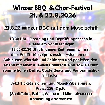 Ablauf Winzer BBQ auf dem Schiff