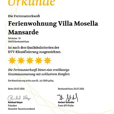 5_Sterne_Fewo_Villa Mosella_Mansarde_Bernkastel